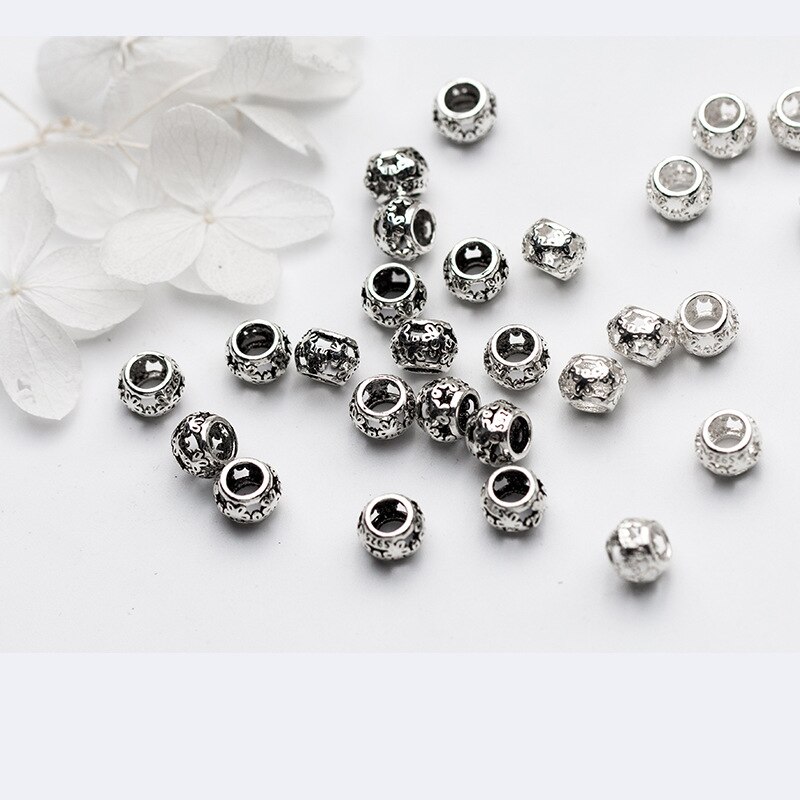 5Pcs 925 Sterling Zilver Spacer Charm Kralen Voor Diy Armband Maken Hollow Out Flower Losse Kralen Fijne Sieraden Accessoires