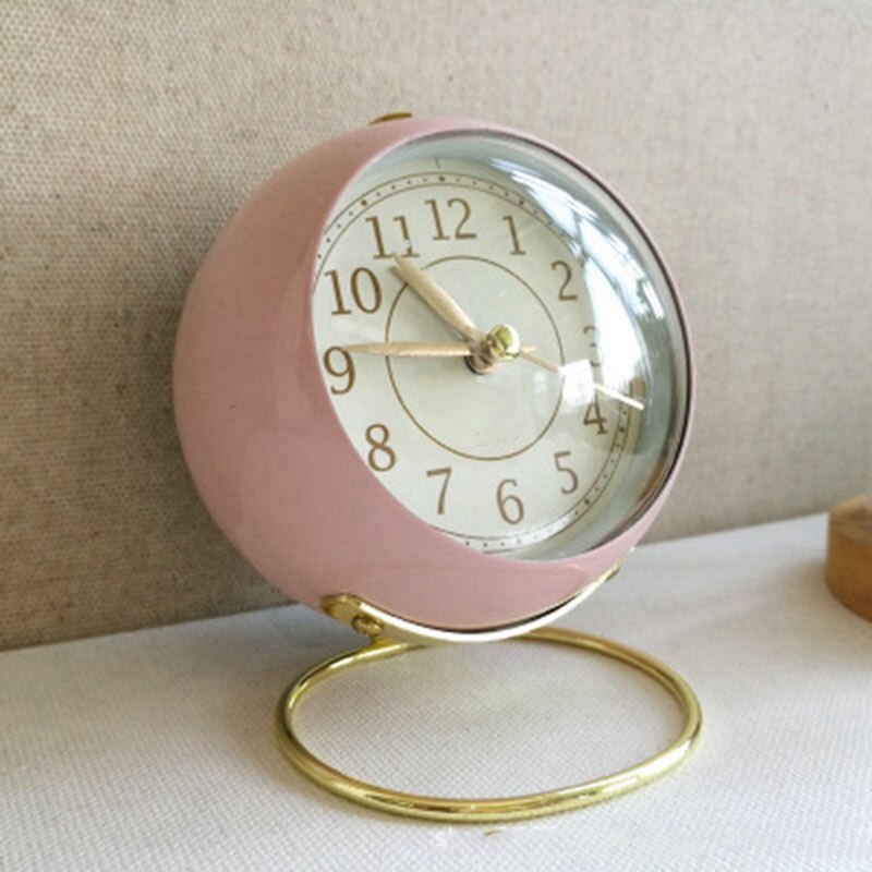 2 stk lydløst vækkeur timer metal metal vækkeur klassisk vækkeur desktop alarm, pink & sort
