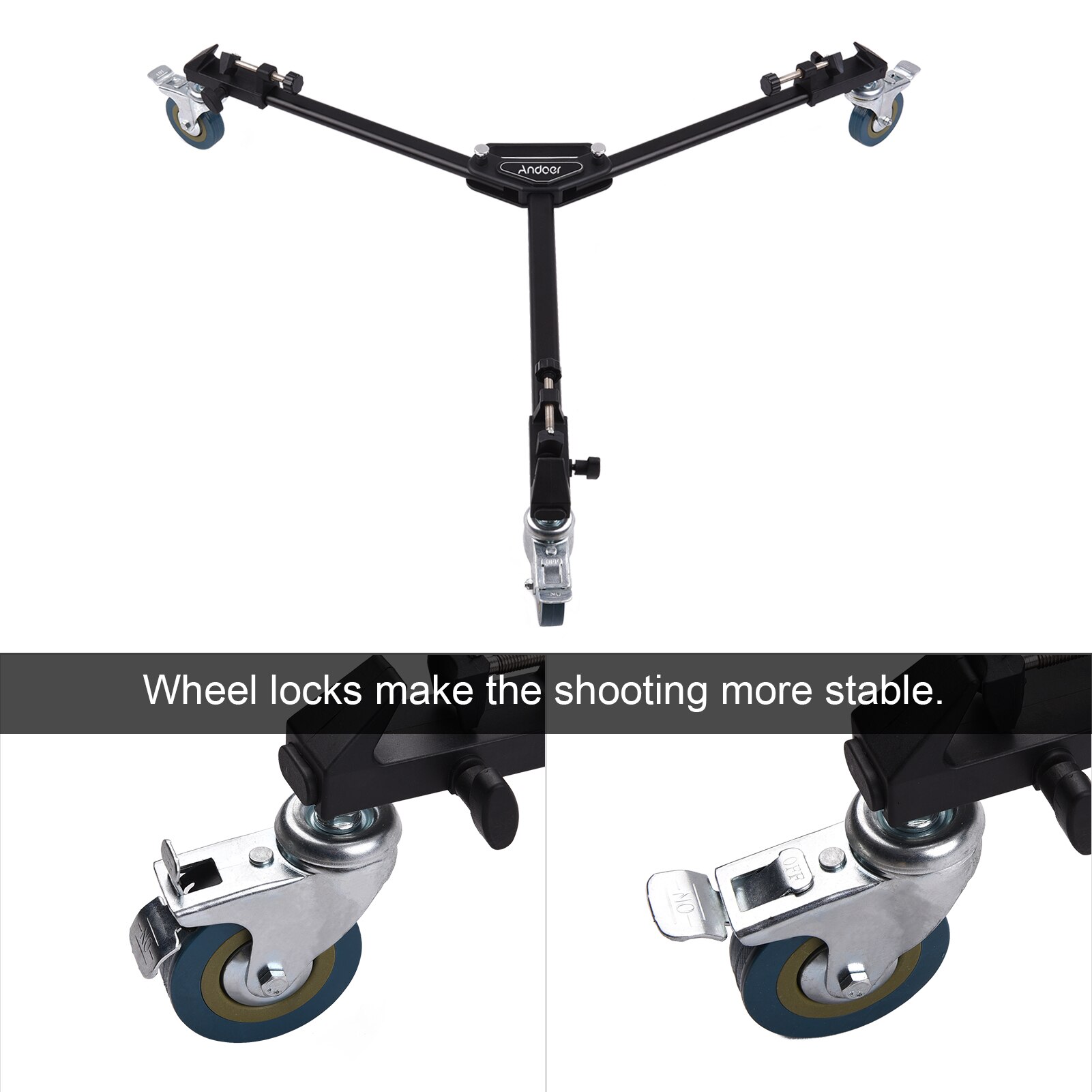 Andoer Statief Dolly Heavy Duty Fotografie Statief Base Stand Wielen Max. Belasting 15Kg Voor Camera Camcorder Studio Video Schieten