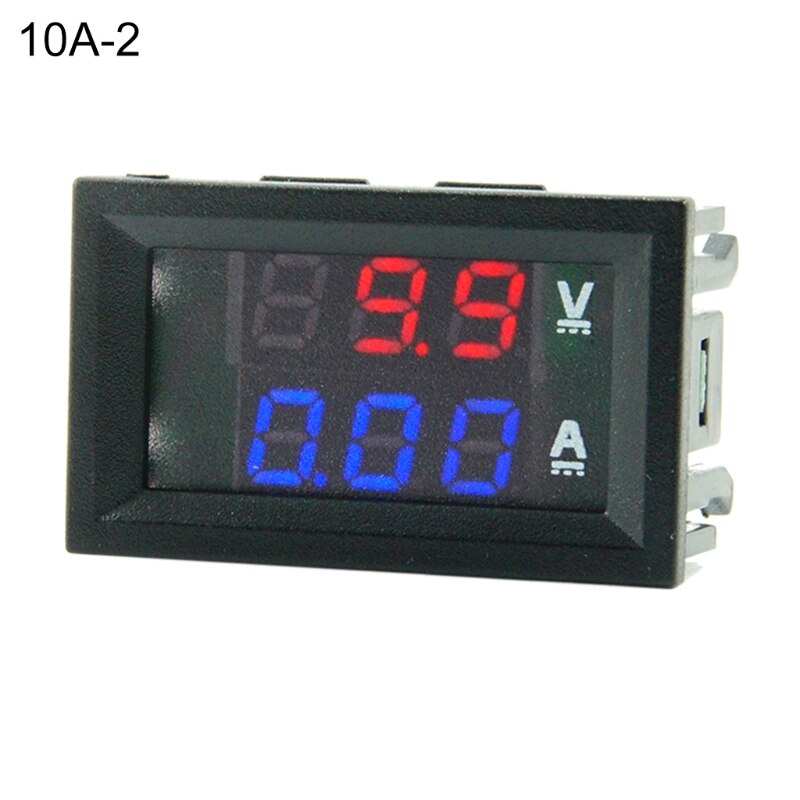 DC 100V 10A 50A 100A Voltmeter Ammeter Blue + Red LED Amp Dual Digital Volt Meter Gauge 7-110V: 10A-2