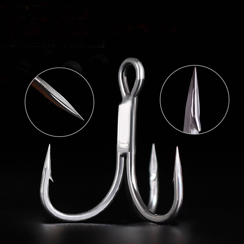 ST41-3X 20pcs/bag Fishing Hooks High Carbon Steel Treble Hooks Silver Super Sharp 2# 4# 6# 8# 10# 12# High Strength Hooks Tackle