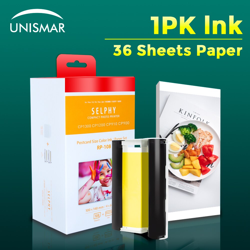 Papel de tinta de Color para impresora Canon Selphy, KP-36IN de 6 pulgadas, CP1200, CP1300, CP910, CP900, KP-108IN, 3 uds.: 4 set
