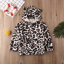 Efterår baby pige dreng overtøj leopard mønster afslappet langærmet hættetrøje frakke tøj tops hots