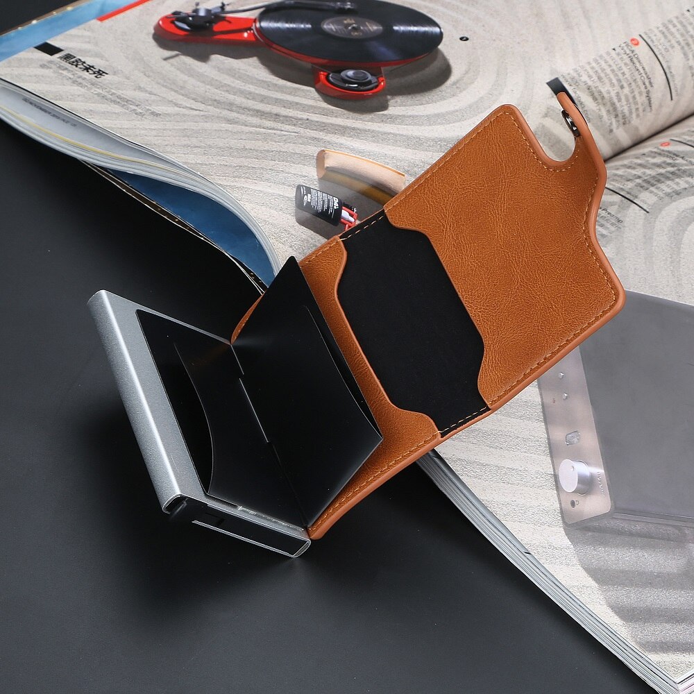 RFID Automatic Wallet Credit Card Holder Case Aluminum Alloy Anti-Degaussing Anti-Theft RFID Bank Credit Card