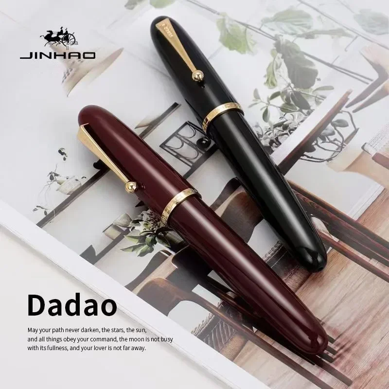 JinHao 9019 pluma estilográfica de lujo acrílico transparente Spin Pen F M papelería suministros escolares de oficina pluma de escritura