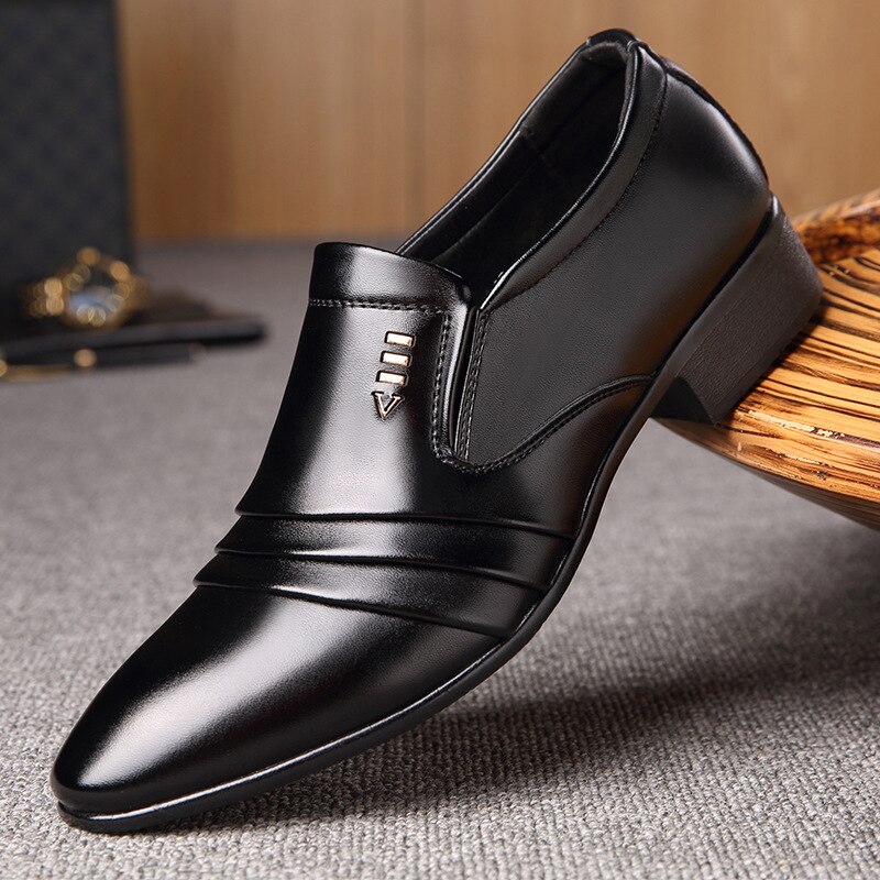 Mens Formal Shoes Leather Oxford Shoes for Men Wedding Laces Leather Brogues Shoes
