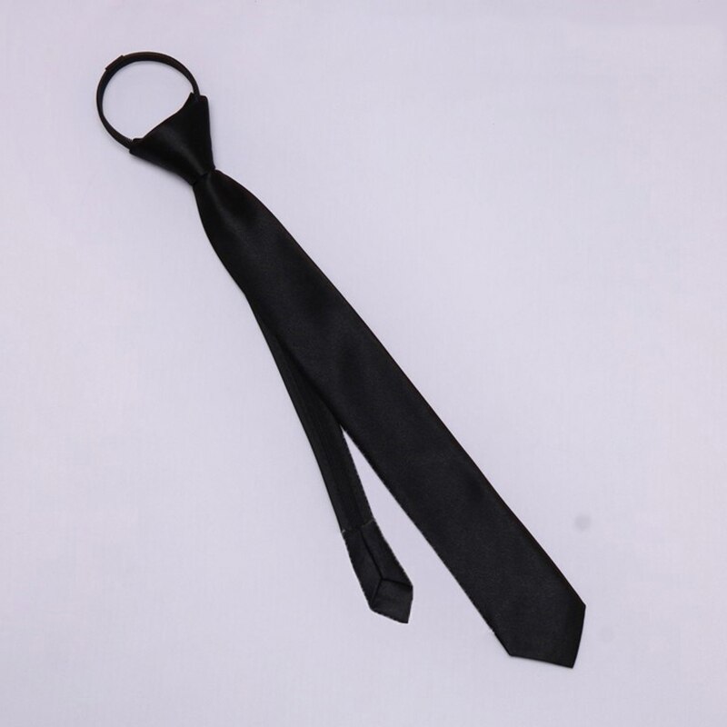 Slips kvinder retro solid silkeagtig smal hals slips slank glat kvinders slips koreansk stil enkel all-match trendy unisex: Sort 38cm lynlås