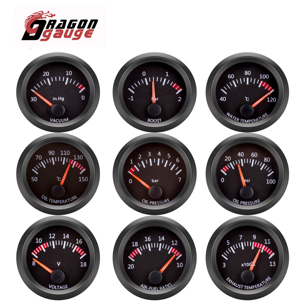 DRACHEN GAUGE 52mm Wasser Temp/Öl Temp/Voltmeter/Öl Presse/Vakuum/Boost Gauge/luft Kraftstoff Verhältnis/EGT Gauge Mit Sensor für 12V Auto