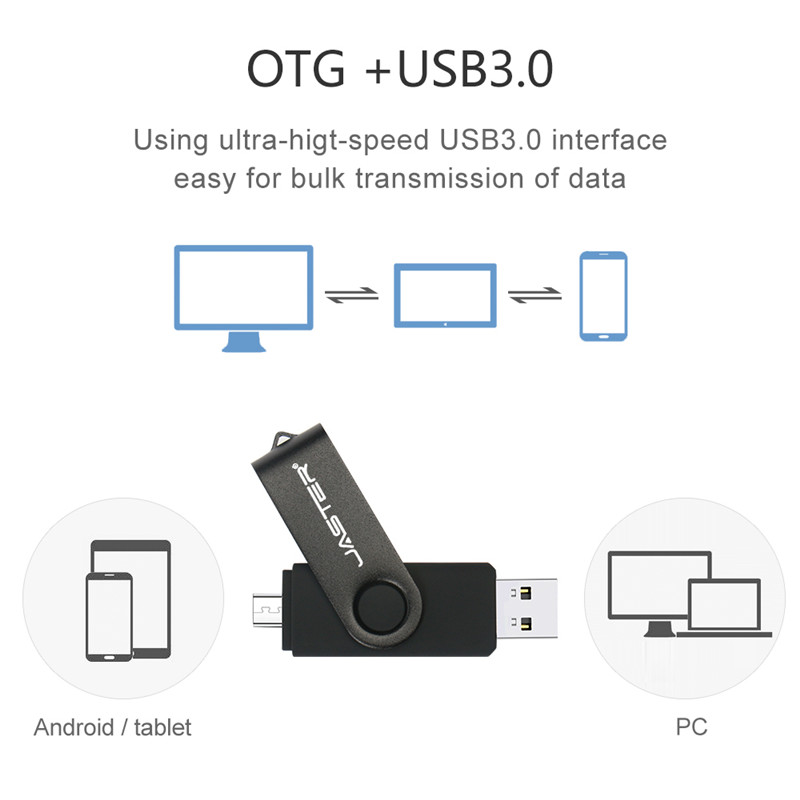 USB 3.0 OTG 64GB Black 2 in 1 Flash Drive 32GB Waterproof 16GB Plastic pendrive 8GB U disk 4GB Memory Stick Business