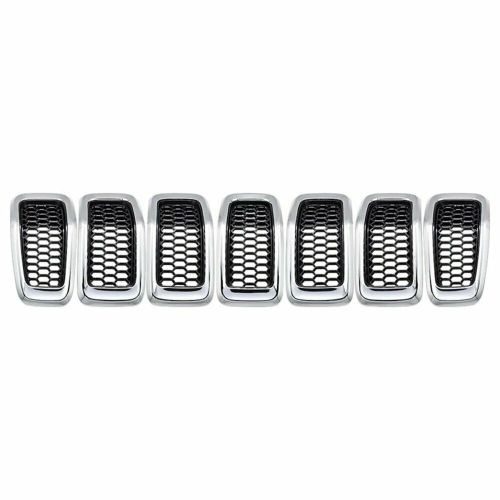 7Pcs Grill Insert Voor Jeep Cherokee Honingraat Mesh Chrome Trim Abs Vervangende Onderdelen Nuttig