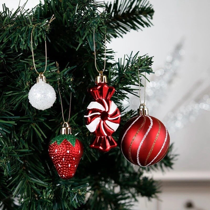 Christmas ball red and white bag set 70 Christmas tree ornaments