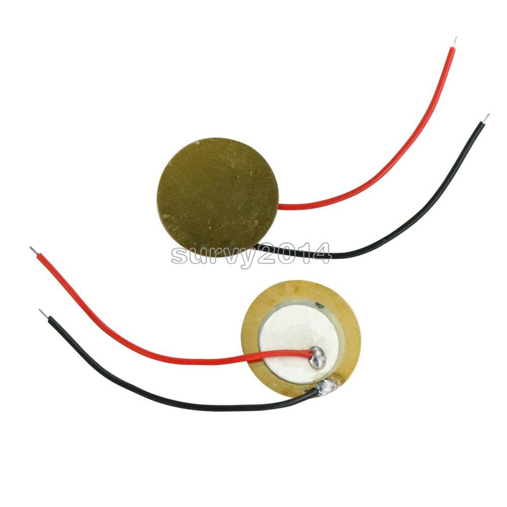 10pcs/lot 15mm Piezo Elements buzzer Sounder Sensor Trigger Drum Disc With Wire Copper Piezo buzzers For Arduino Loudspeaker