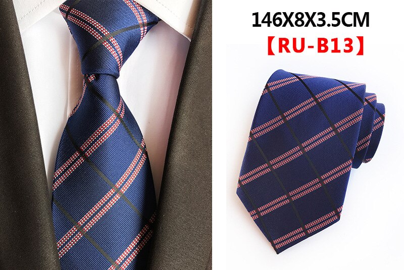 Ricnais 8cm Formal Tie Brown Yellow Plaid Striped Silk Necktie Suit Mens Silk Neck Tie For Man Business Wedding Party Gravata: 13