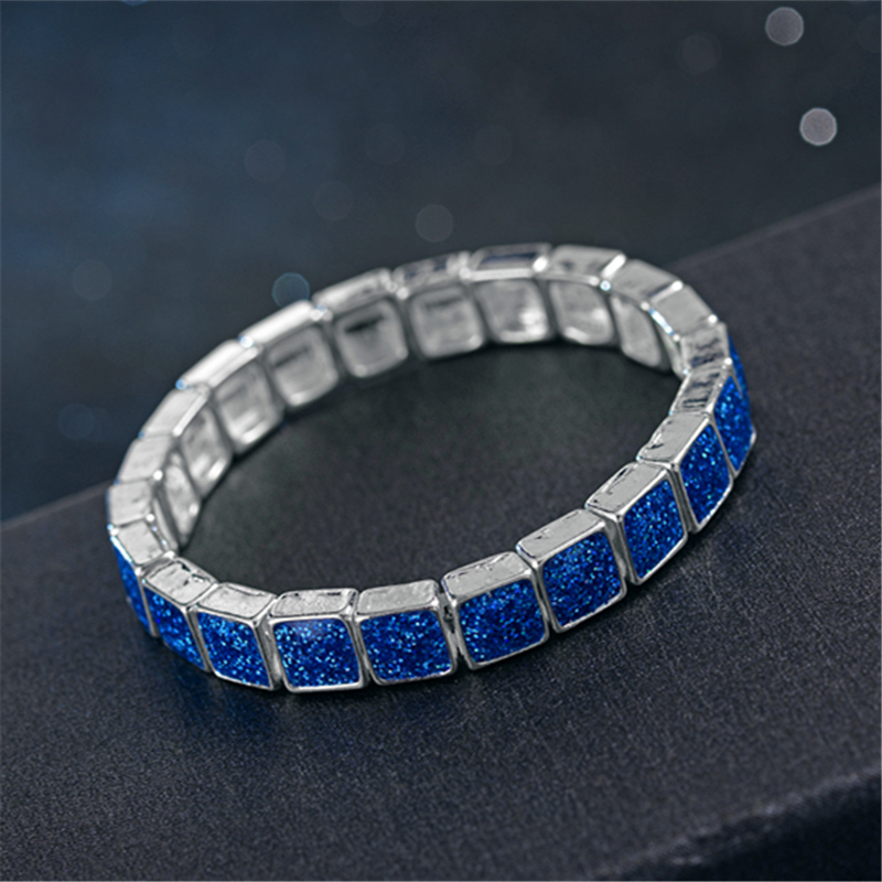 Synthetische Blue Fire Opal Vierkante Steen Armbanden Armbanden Voor Vrouwen Zilveren Kleur Armband Mode-sieraden Valentijnsdag