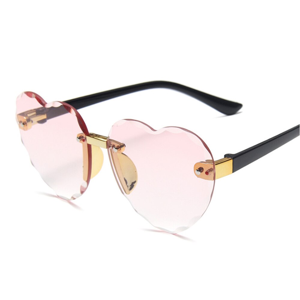 Child Cute Heart Rimless Frame Sunglasses Children Kids Gray Pink Red Lens Boys Girls UV400 Protection Eyewear: 6