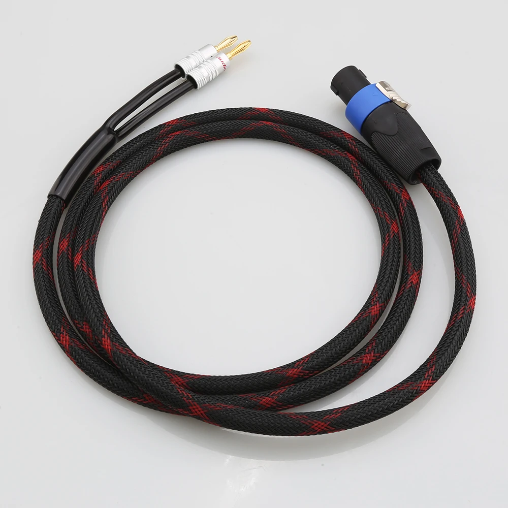 Audiocrast HiFi Sub Speaker Cable Speakon to dual Banana plug Subwoofer Audio Cable