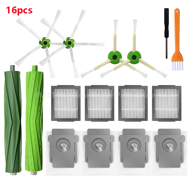 Voor iRobot Roomba i3 i3+ i4 i4+ i6 i6+ i7 i7+ i8 i8+ E5 E6 E7 j7 j7+ j7 Plus Stofzuiger Robot Hoofd-/Zijborstel Hepa Filter: Army Green