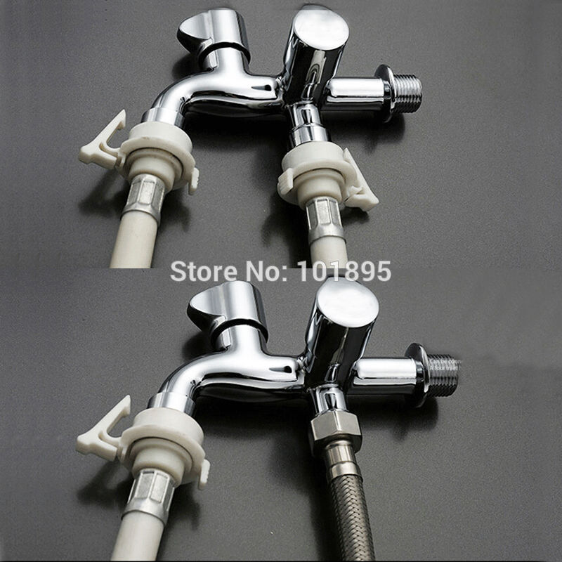 Wall Mounted Half Inch Thread Chrome 7 Models Dual Handle Cold Water Tap with two way out L17092