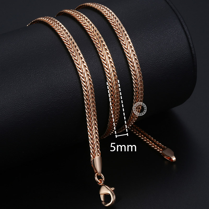 Vrouwen Sieraden Sets 585 Rose Gouden Ketting Armband Set Gevlochten Vossestaart Link Chain Sieraden KCS01