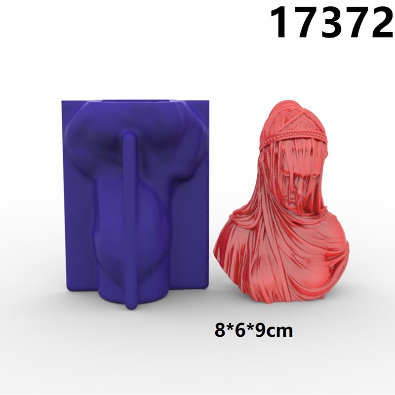 Buste Van Gesluierde Meisje Kaars Siliconen Mal Voor Handgemaakte Desktop Decoratie Gips Epoxyhars Aromatherapie Kaars Siliconen Mal: Army Green