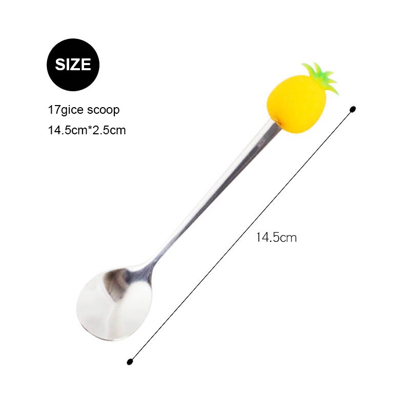 Fourchette à fruits en acier inoxydable, cuillère à café, motif de fruits colorés, cuillère à mélanger Concise en acier inoxydable, vaisselle: 12