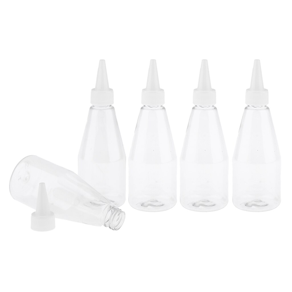 Pak Van 5 Plastic 200Ml Vloeibaar Oplosmiddel Flessen Tip Applicator Met Twist Top Caps Lekvrij, Draagbare Voor Reizen