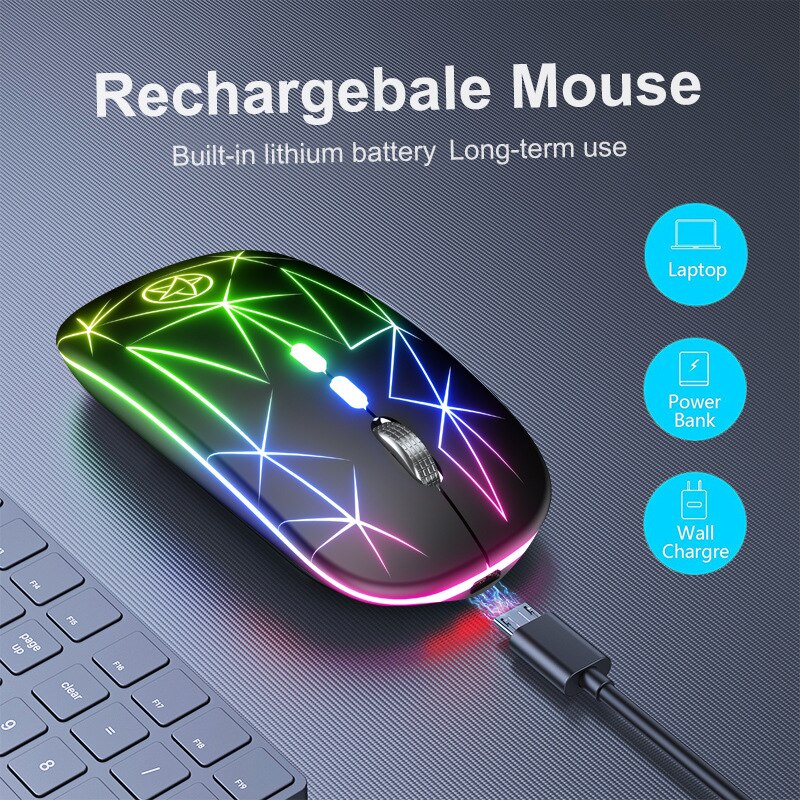 Rultra-Dunne Gb Draadloze Muis Usb Computer Muis Stille Ergonomische Mause Gamer Oplaadbare Led Gaming Muizen Voor Pc Laptop