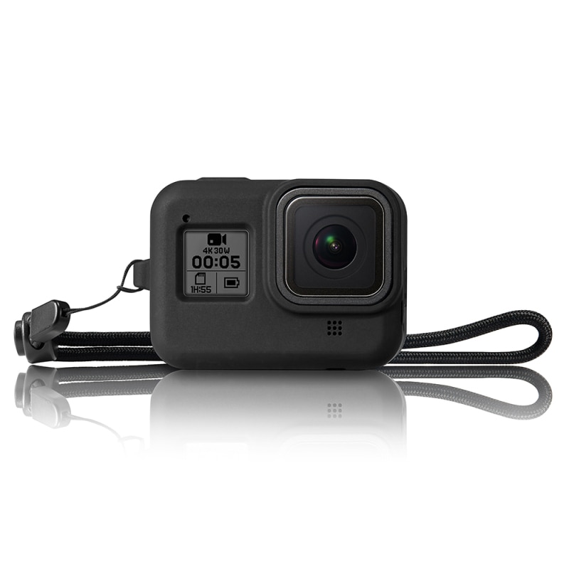 Coque en silicone souple 2 couleurs pour GoPro Hero 8 protecteur de boîtier couverture complète flottant étanche Action caméra accessoires coque de peau: Noir couleur