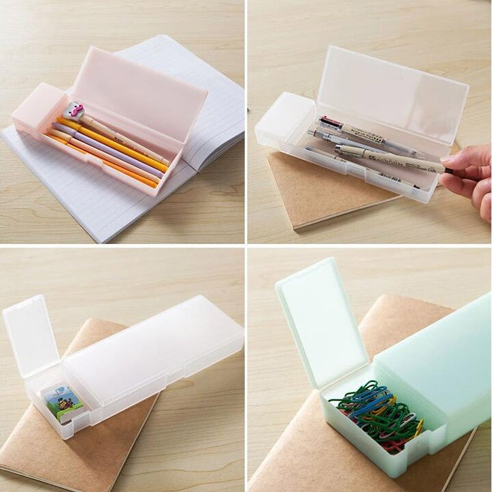 Prosty przezroczysty piórnik piórnik plastikowy pojemnik robić przevhowywania skrzynka nauka papiernicze artykuły biurowe