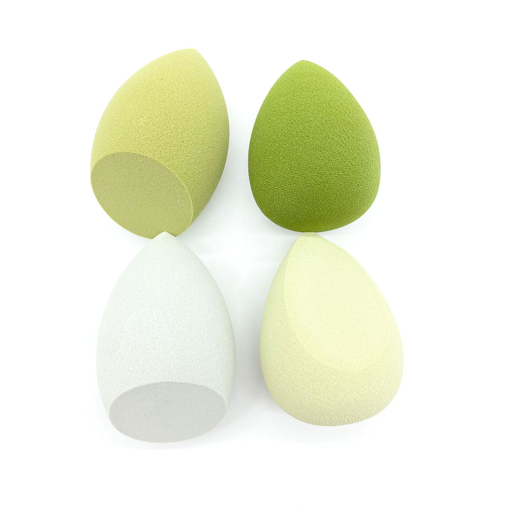 Éponge de maquillage bouffante de poudre, 4 pièces, sèche et humide, boule cosmétique de beauté, fond de teint, bouffante de poudre, coupe biseautée, outils: vert