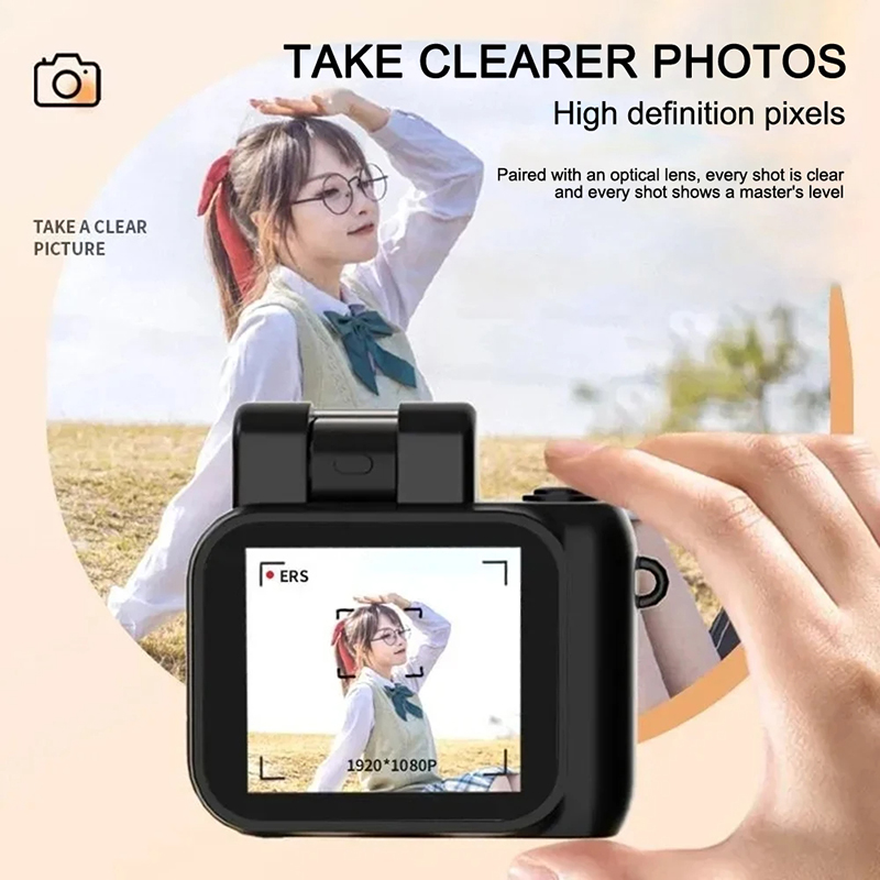 Mini-monoreflexkamera i cmos-stil med blixtlampa och batteridocka, bärbar videoinspelare  dv 1080p med lcd-skärm