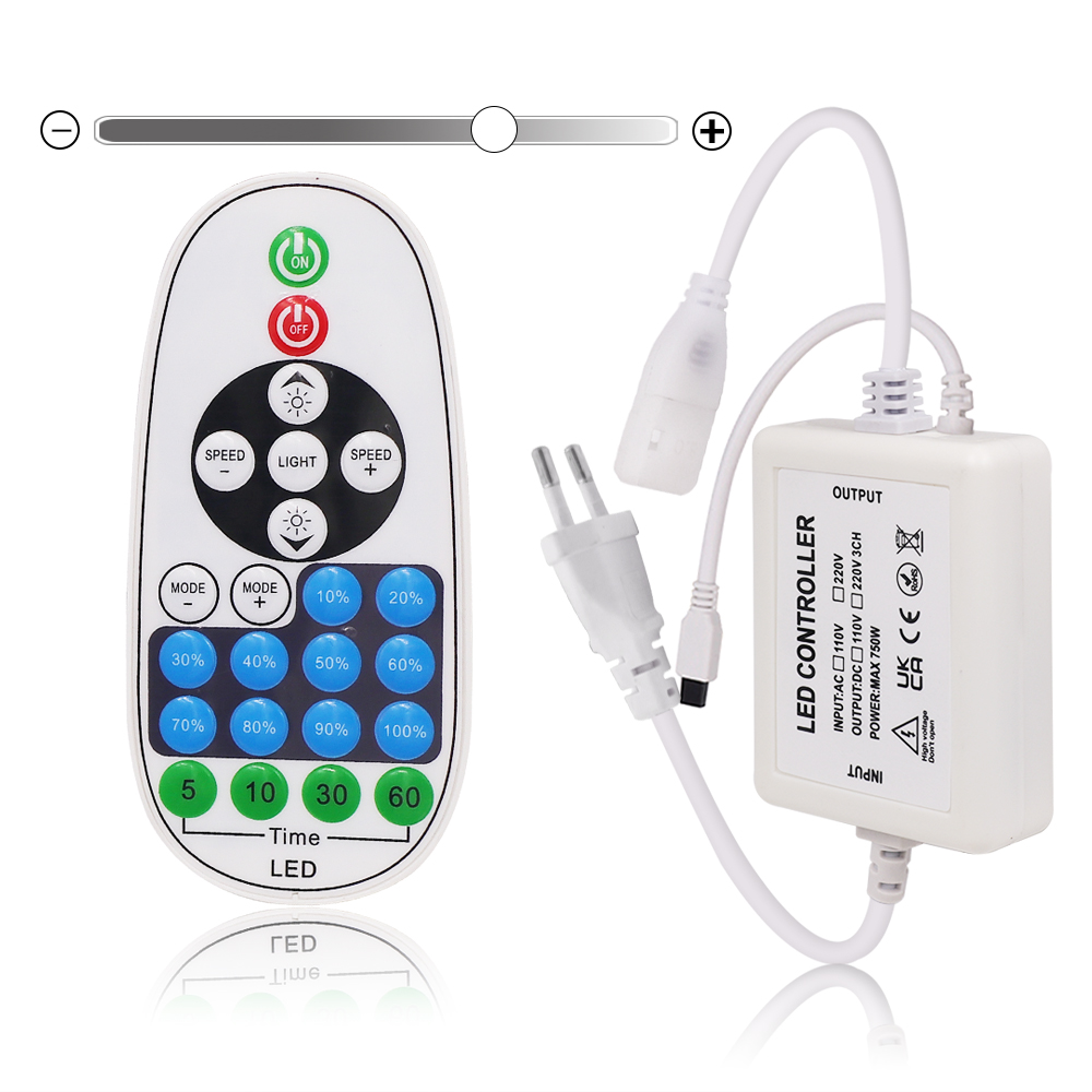LED Dimmer Regler IR Fernbedienung/Tuya WIFI/Bluetooth/RF berühren Tafel Für 8MM PCB 110V 220V 288Leds/m 360LEDs/m Keine Drähte Kolben Streifen: Beige / 120v
