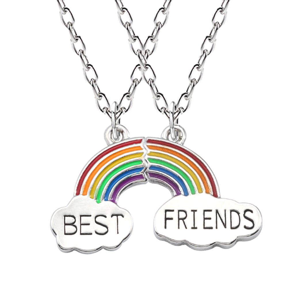 Beste Freunde Halskette 2 Stück Emaille Puzzle Regenbogen Wolke Anhänger Halskette BFF Freundschaft Schmuck Für Frauen Männer: Default Title