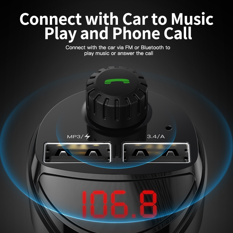 KUULAA Bluetooth Auto Ladegerät mit FM Transmitter 3,4 EIN Dual USB Ladegerät Audio MP3 Player TF Karte Auto Kit Auto telefon Ladegerät