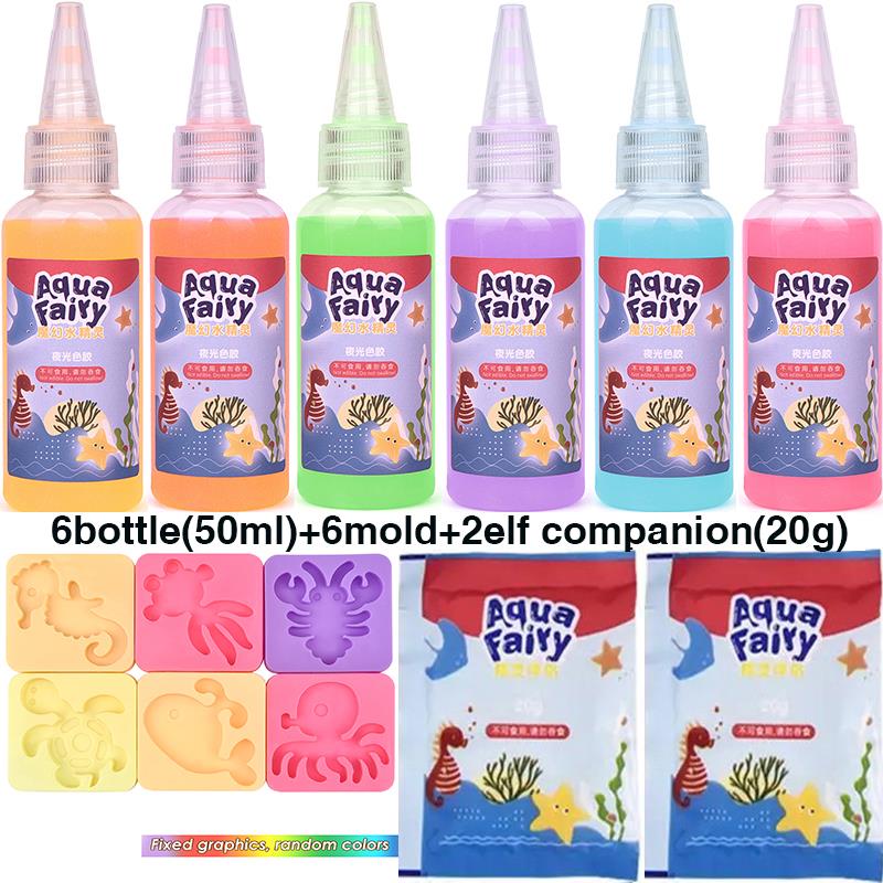Leuchtende Fee, magische Wasserelfe, leuchtet im Dunkeln, ozeanische Form, Aqua-Fee-Gel-Sets, DIY-Handwerk, Materialien, für Kinder