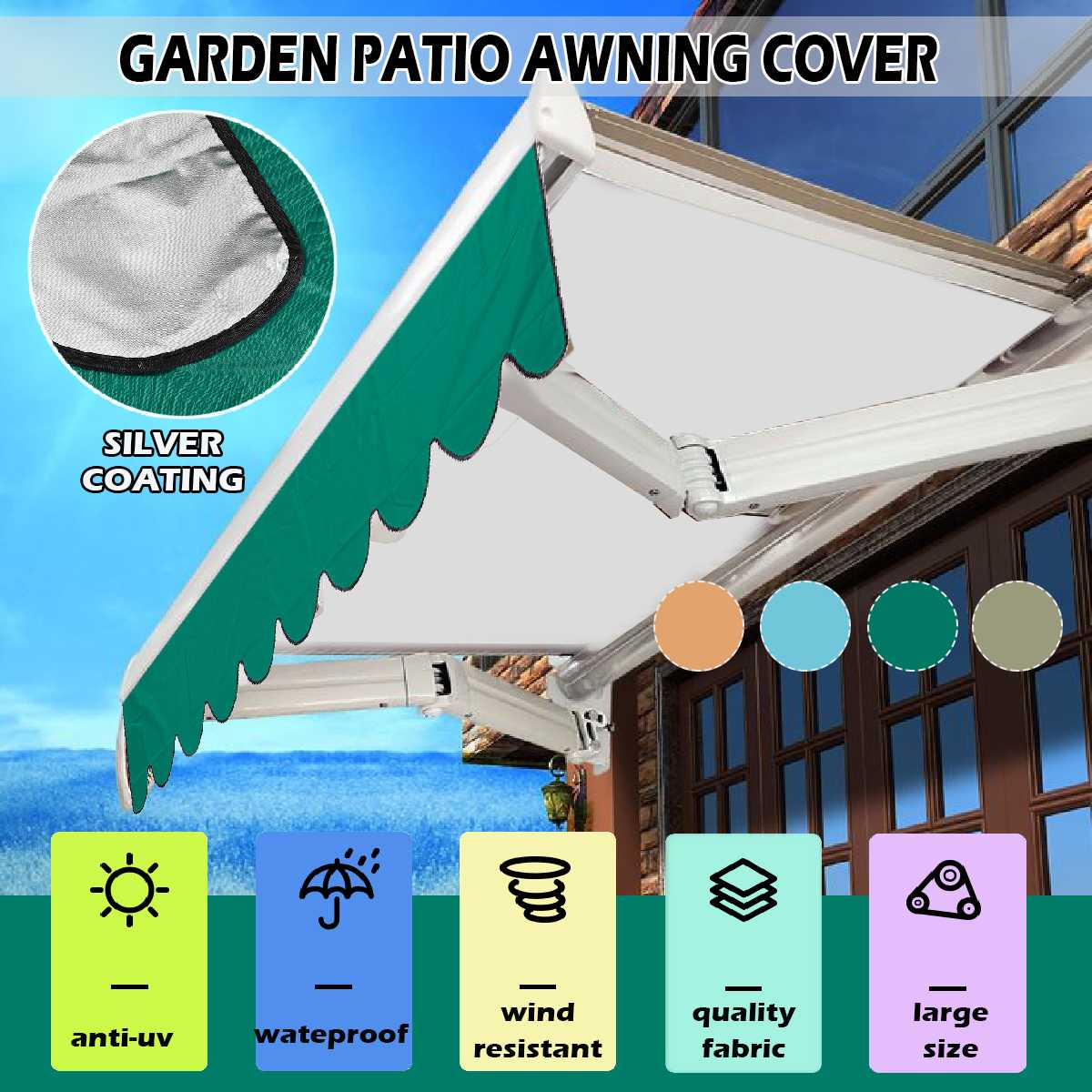 Outdoor Garden Patio Awning Cover Canopy Sun Shade Shelter Waterproof