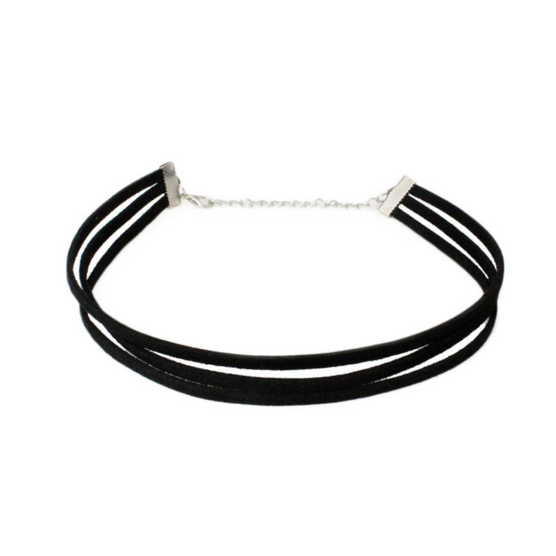 Gargantilla gótica de terciopelo negro, collares de cuerda de estilo gótico, decoración para el cuello para mujer, joyería Chocker en accesorios para el cuello de niña: Con recubrimiento de titanio
