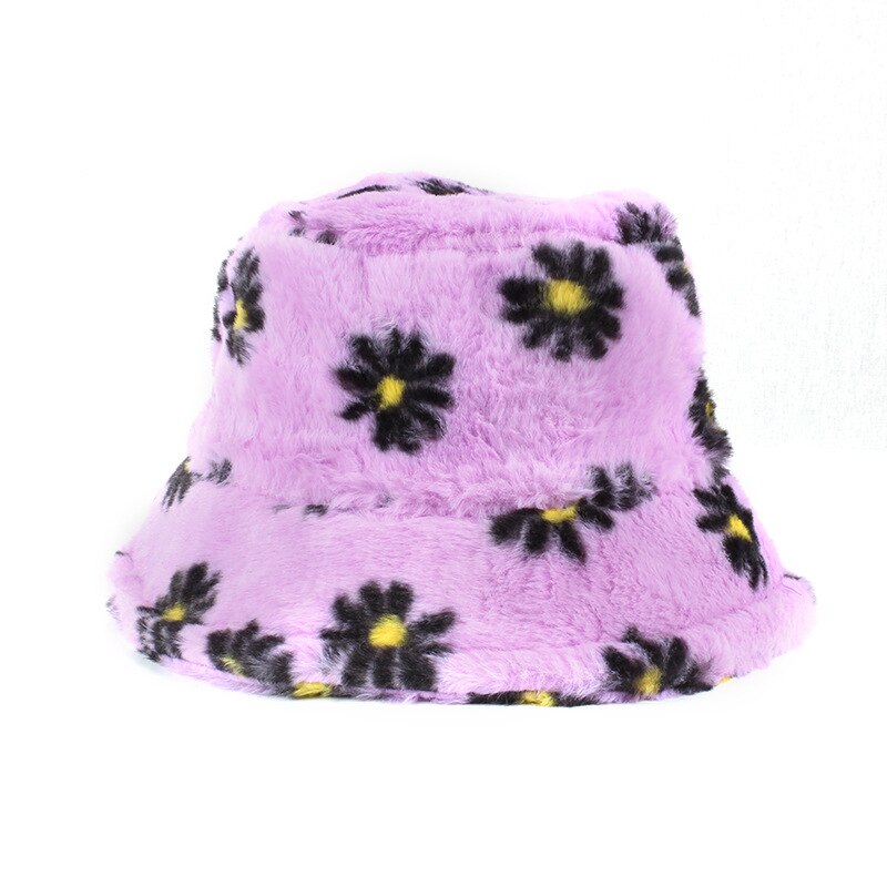 Novo chapéu de balde de moda para mulher faux skin femme boné multicolorido flores quentes chapéus de inverno quente ao ar livre casual chapéu de pescador hat hat hat hat hat: style 3