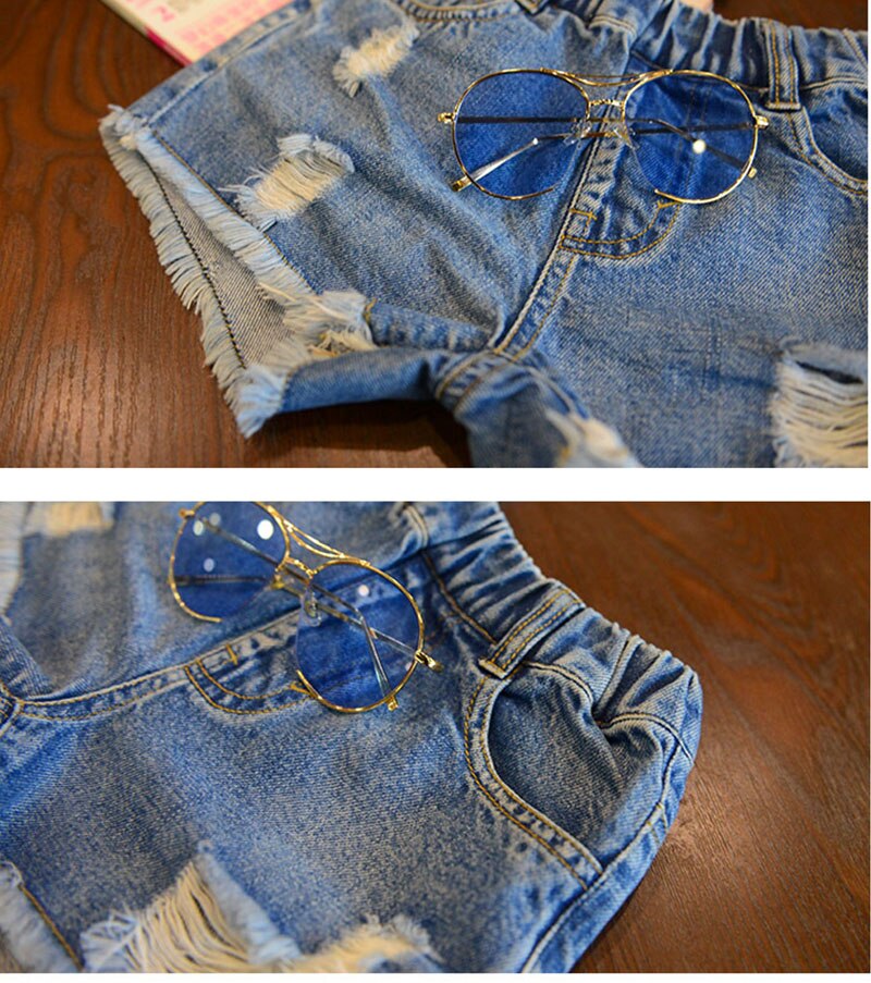 Meisjes Denim Shorts Tiener Meisje Zomer Kant Broek Kinderen Boog Kleding Kinderen Bloemen Borduren Jean Korte Voor Tiener