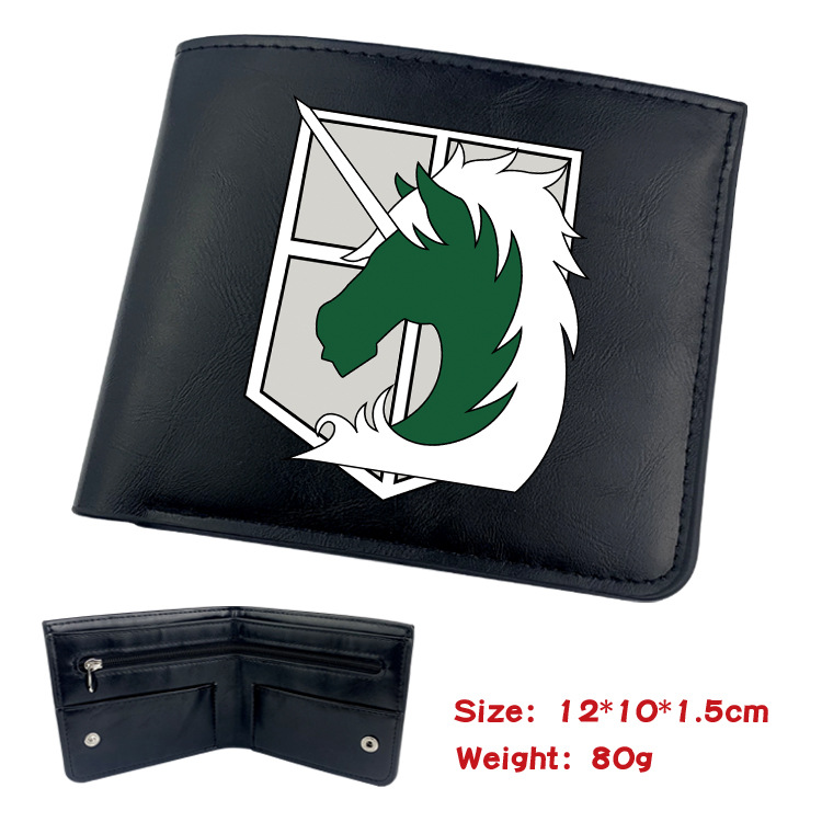 Attack on Titan Animation Derivative Portable Folding Wallet Short Coin Purse with Card Holder: Blue