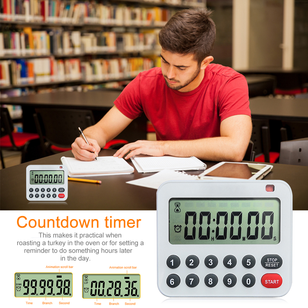 Portable Auto Off Battery Powered Kitchen Timer Digital Countdown With Magnet Back Cooking 99H 59M 59S Loud Alarm Durable Baking