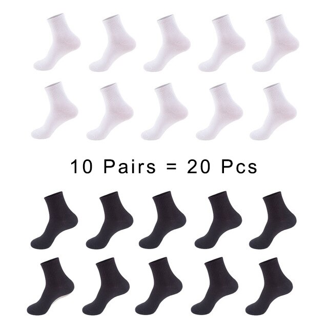 Strumpor herr bomull vit svart vårvinter enfärgad besättningsstrumpor herrsockor som andas paket 1 ser meias 10 par 20 st 1 lot sox: E