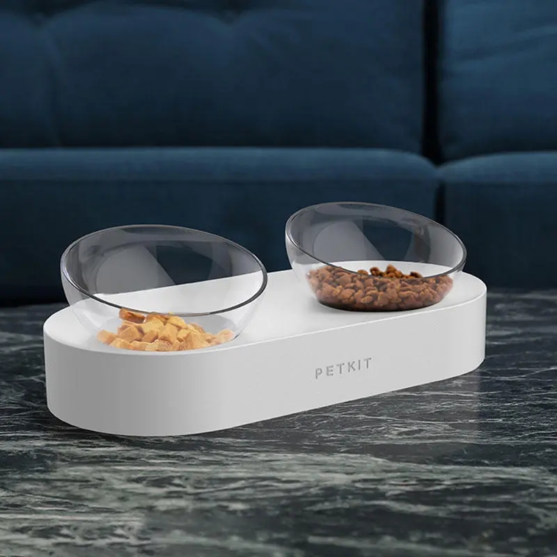 Petkit Haustier Schüssel Fütterung Gerichte Einstellbare Doppel Zubringer Schalen Wasser Tasse Katze Schalen Trinken Schüssel Haustier Lieferungen Aus Youpin