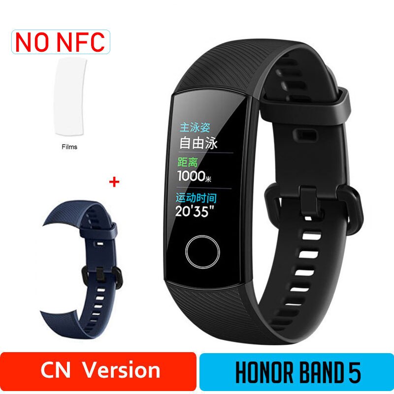 Onore Fascia 5 Nfc Wristband Intelligente di Ossigeno Nel Sangue Multipla Quadranti Attività di Frequenza Cardiaca Fitness Sonno Tracker Passometer Versione Globale: CNblack5moDB