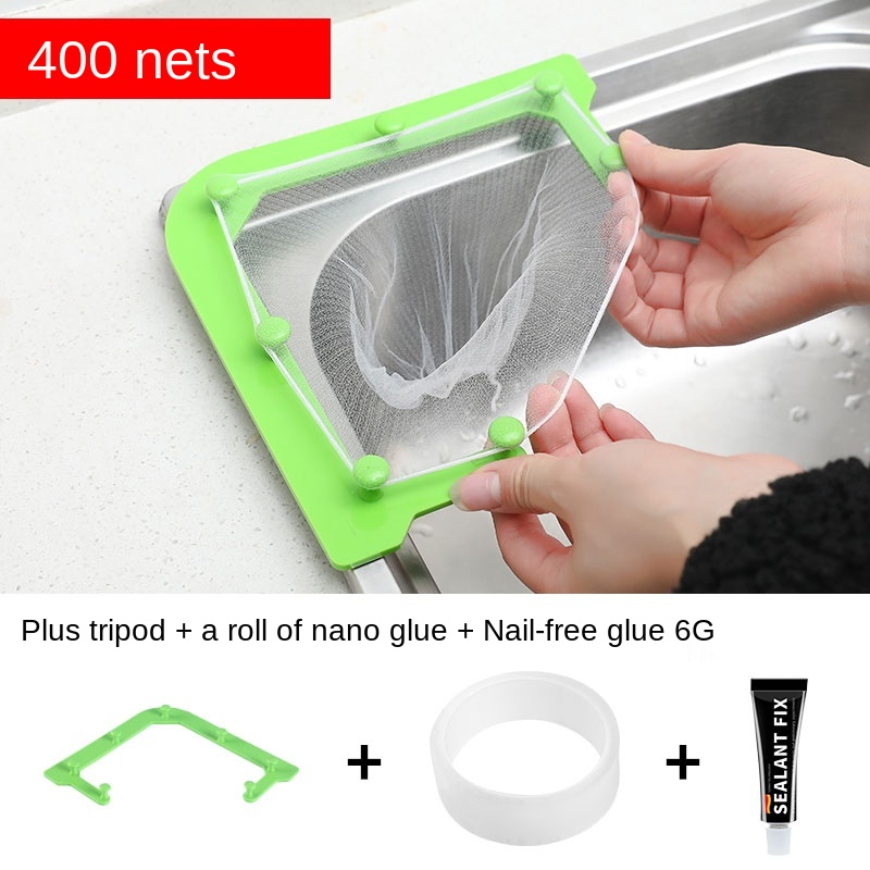 Kitchen Sink Garbage Filter Net Dish Washing Sink Leftovers Disposable Hanging Basket Mesh Inverted Triangle Drain Rack