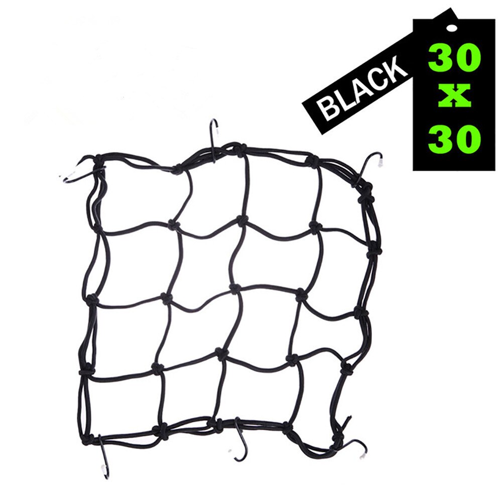 30*30cm Motorcycle Elastic Luggage Net Carrier For ATV Bicycle Adjustable Hooks Suitable For Motorcycles, Bicycles And SUV: Black