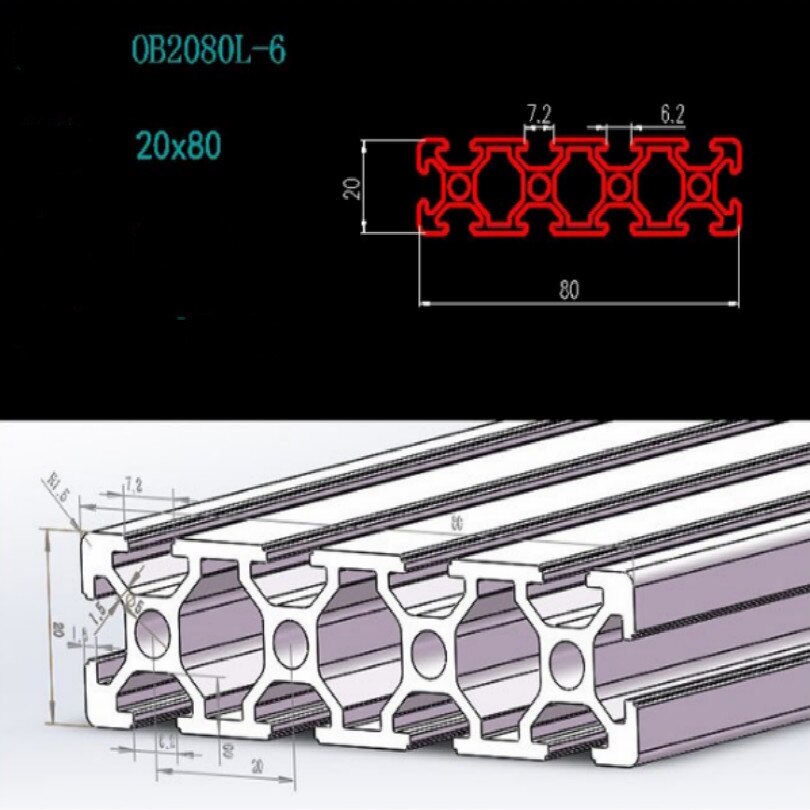 cnc profile T-slot 2080 t slot aluminum profile for cnc length 30CM 35CM 50CM wide 8CM thickness 2CM