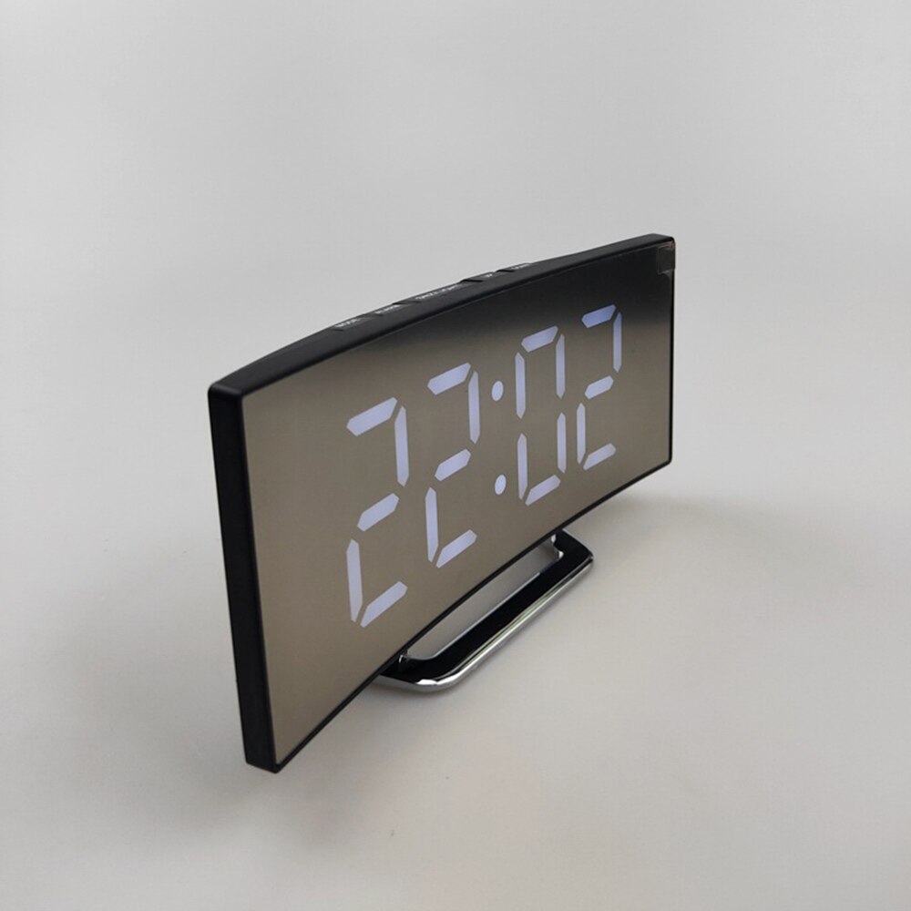 Digital Alarm Clock Curved Dimmable LED Digital Clock for Kids Bedroom WHite Large Number Clock