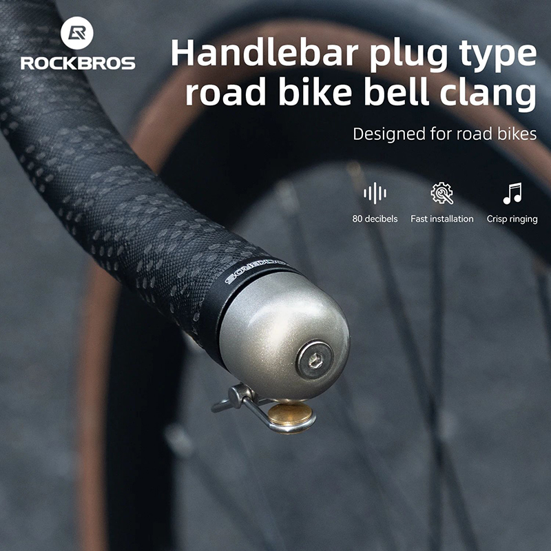 ROCKBROS Fahrradklingel, Lenkerstopfen, Fahrradhupe, Kupferlegierung, tragbar, klarer Klang, Sicherheitswarnung, Rennrad, Fahrradzubehör