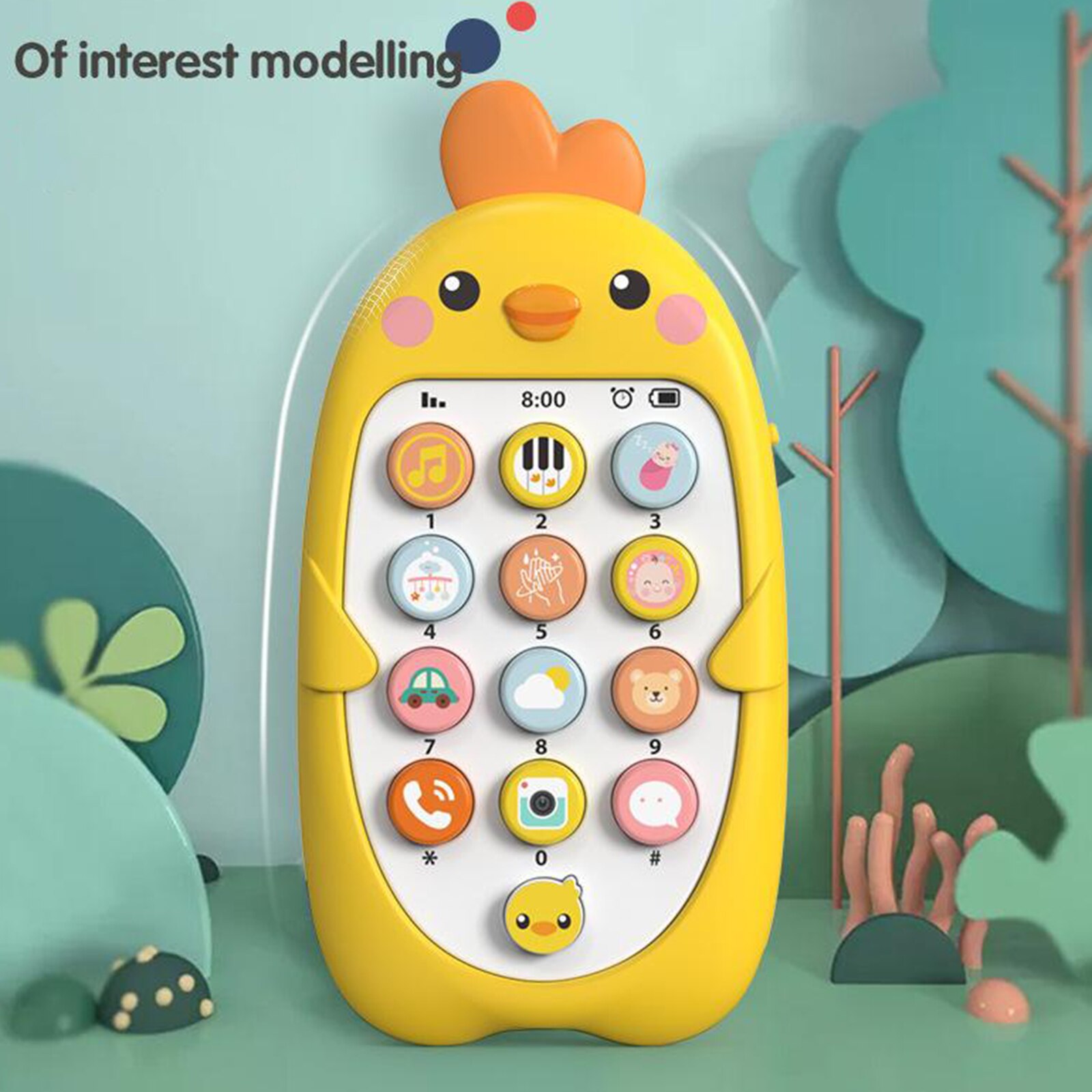 Baby Vroeg Leren Chick Muziek Mobiele Telefoon Speelgoed Voor Kinderen 6 + Maanden: Yellow